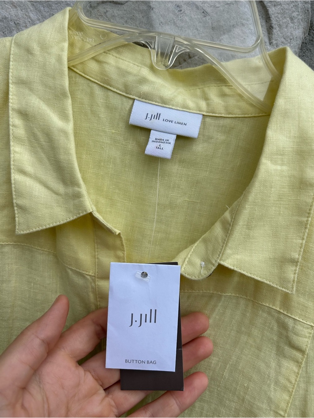 NEW J. Jill 100% Linen Button Up Tunic Top Large TALL Butter Yellow Minimalist - Picture 3 of 6